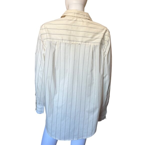 A New Day Womens Beige & Black Striped Button-Up Shirt Cotton Blend Size XXL - Picture 2 of 7